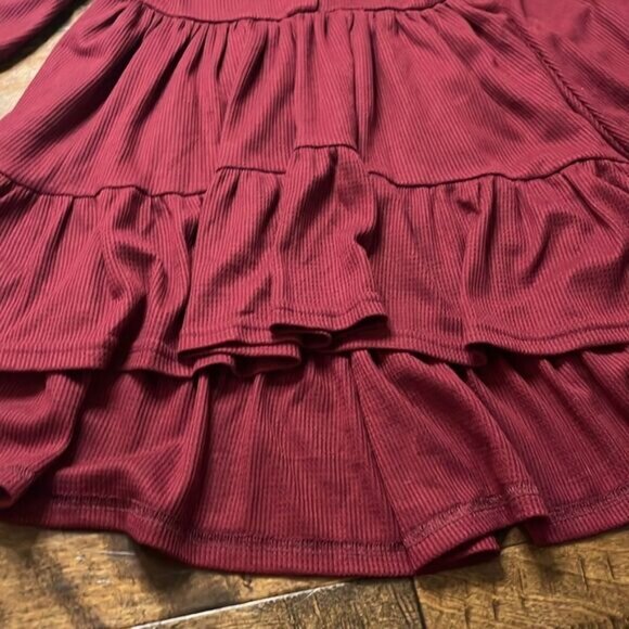 Girl August Maroon Waffle Knit Long Sleeve Hi-Low Dress, size 8 - Picture 5 of 5